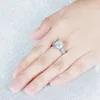 Transgems Center 3ct Engagement Ring 14K White Gold 9MM F Color Ring for Women Wedding Gift Y200620