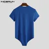 Moda męska body t-shirty seksowna rozrywka z krótkim rękawem O Neck Fitness T-shirt mężczyźni jednolity kolor wygodna bielizna 5XL INCERUN1