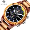 Kunhuang Top Brand Luksusowe drewniane zegarek Stylowe drewniane zegarki Chronograph wojskowe zegarki w drewnie Masculino242f