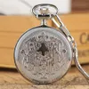 Retro Pocket hanglanke klok Lumineuze Arabische cijfers tonen mechanische zelfwikkelende zakhorloge met 30 cm zilver FOB -keten T200502