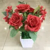 7 forchette bouquet di fiori di rosa di seta seta artificiale fiore di rosa finto San Valentino festa di nozze decorazioni per la casa