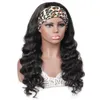 Allove 28 30inch Straight None Lace Wigs Loose Deep Curly Water Body Human Hair Wigs with Headbands for Black Women Natural Color