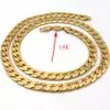 18 K Stempel Link China Ketting Flat Cubaanse Curb Link Chain Geel Gold GF 60 * 8 mm breed 24 "