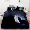 3D -tryck sängkläder set anpassad täcke täckning set kung europe usa clefer quilt filt cover set djur svarta lejon sängkläder 201211283e