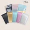 Amostra de alimentação Bloqueio do zip Mylar Mylar Bolsas De Embalagem Bottom Colar e Brinco Zipper Selo Selo Embalagem Saco 6 * 8cm 100 pcs Várias cores