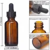 6st tomma 30 ml Amber Glass Droper -flaskor med glasögonpipett för eteriska oljor Aromaterapi Lab Chemicals 1oz 201016317016