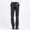Летние мужские бизнес -стройные брюки с эластичными брюками из искусственной кожи мужские эластичные жесткие брюки