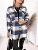 Women's Wool Women's & Blends Casual Plaid Jacket Coat Woman Autumn Winter Button Long Sleeve Outwear 2022 Black Pocket Slim Woolen
