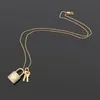 Europe America Fashion Style Lady Women Titanium steel Necklace With Engraved V Initials Full Diamond Lock Double Keys Charm255B