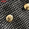 Tangada Kobiety Ciepłe Zimowe Podwójne Kurtka Kurtka Biuro Panie Biurowe Vintage Plaid Blazer Kieszenie Work Wear Outwear LJ200911