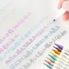 8 Colorsbox Double Line Pen Highlighter Line Artline 기프트 카드 쓰기 드로잉 펜 용품 펜 스쿨 문구 사무실 201120