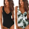 2020 nowe seksowne stroje kąpielowe Kobiety Vintage 1PC Swimsuit Push Up Ruffle Kąpiec Plus Size Monokini XXL Bodysuit żeńska T200708