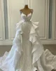 2021 Luxury Mermaid Wedding Dresses with Detachable Train Ruffles Lace Appliqued Bridal Gowns Plus Size Vestidos de novia