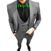 Классический One Button Красивый Groomsmen Нотч Groom Tuxedos Мужские костюмы Свадебные / Prom Best Man Blazer (куртка + брюки + жилет + Tie) W572