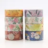 8 unids/caja de cintas Washi de flores Vintage, cinta adhesiva decorativa de lámina dorada, pegatina para álbum de recortes, diario, papelería DIY