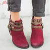 Winter Women Fashion Casual Ladies Martin Boots Suede Leather Buckle shoes High heeled zipper Snow boot Y200915