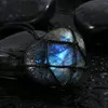 Natural labradorite pedra pingente colar envoltório trança colar yoga macrame para homens mulheres jóias de energia presentes1232d