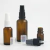 10 adet Seyahat Küçük Boş Amber Cam Parfüm Şişesi Losyon Kremalı Pompa Sprey Doldurulabilir Serum Emülsiyon Şişeleri Konteynerler
