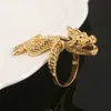 Anello da uomo con testa di drago, colore oro, ottone, animale, festa africana, anello nuziale, gioielli, regali