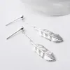 Corée Charme Doux Plume Dangle Boucles D'oreilles Court Créatif 925 En Argent Sterling Tempérament Personnalité À La Mode Femme