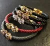 BC Jewelry Selling Fashion Mens chains Genuine Leather Braided Northskull Bracelets Double Skull Bangle BC0028217669