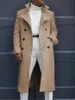 화이트 망 긴 재킷 가을 양모 코트 긴 소매 단추 패션 옷깃 레트로 남자 clthing 혼합 원인 겨울 겉옷 20201
