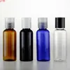 100pcs 50ml Bottiglia di lozione cosmetica in plastica nera vuota con coperchio a vite a disco Contenitori in PET per shampoo da 50 cc, confezione cosmeticabuon prodotto