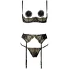 Stickerei Dessous Dünne Versuchung Bh und Höschen mit Strumpfbänder Sets Frauen Dessous 1 4 Tasse Sexy Bh Ouvert Höschen Set206e