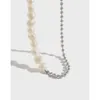 Collier coréen en argent sterling S925, chaîne de perles d'eau douce baroque, épissage, collier féminin, chaîne de cou de clavicule Q0531