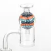 Bong en verre Pyrex coloré fumant à la main à fines rayures couverture d'huile Carb Cap bulle boule haut plates-formes d'huile portable conception innovante outil de bol à quartz