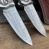SAMSEND Damascus Folding knife Wood Handle Outdoor Pocket knives edc Hunting tools Collection gift knives