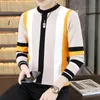 Suavers masculinas bonito pulôver homens marca outono Chegada de inverno cashmere camisola moda listrada puxar homme mens