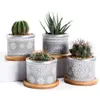 4In Set 2.95Inch Cemento Succulente Vasi per fioriere, Vaso per piante di cactus Contenitore per finestre in cemento piccolo per interni con bambù Y200723