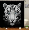 Oloey 3D Baskı Hayvan Duş Perdeleri Banyo Ekranları Banyo Dekor Için Su Geçirmez Perdeler Özelleştirilmiş Lion Tiger Beast 201127