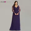 Abiti da sera formali Ever Pretty Women's Autunno Elegante scollo a V manica lunga in pizzo Plus Size Prom Abiti da sera LJ201123