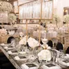 Luxury gold diamond stand with chandeliers centerpieces for wedding table decoration