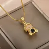 Porte-clés Collier pendentif Bouddha Zircon pour femme et homme, mignon, chaîne en acier inoxydable, visage souriant pour femme, bijoux d'anniversaire, accessoires