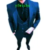 Классический One Button Красивый Groomsmen Нотч Groom Tuxedos Мужские костюмы Свадебные / Prom Best Man Blazer (куртка + брюки + жилет + Tie) W572