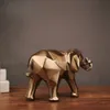 Asfull abstrakt guld elefant staty harts ornaments hem dekoration tillbehör gåva geometriska harts guld elefant skulptur t200710