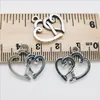 Lot en gros 100 pièces Double coeur Antique argent charmes pendentifs pour la fabrication de bijoux Bracelet boucles d'oreilles bricolage porte-clés pendentif 19*19mm DH0841