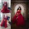Rote Spitze nach Maß Mutterschaft Frauen Kleider V-Ausschnitt Langarm Nachtwäsche Roben Party Prom Kleider für Fotoshooting