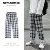 Pantaloni da uomo Stile coreano Plaid con coulisse allentato Plus Size Kpop Abbigliamento 2021 Ulzzang Fashion Joggers Abbigliamento uomo Pantaloni sportivi casual