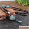 Anhänger Halsketten Anhänger Schmuck Weiyu handgemachte nepalesische buddhistische Mala Holzperlen Halskette ethnische Ochsenhorn lange Aussage für Frauen5947149