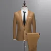 Bouton milaire pour hommes costume de couleur pure Blazer Host Show veste manteau pantalon # 4d26