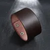 Simple Fashion Style Mens Blank Leather Charm Bracelets Exaggerated Wide Wristband Cuff Jewelry Gifts