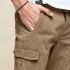 Calça casual de Kuegou Moda de feixe de feixe fino Primavera de primavera verão Múltiplos bolsos BIB Men KK-2918 201221