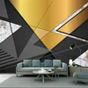 Carta da parati fotografica personalizzata per pareti 3D Moderno motivo geometrico in oro nero TV Sfondo murale Decorazione soggiorno Arte