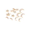 Stud 12Pcs/Set Exquisite Star Moon Crystal Gold Earrings Fashion Women Birthday Party Jewelry Gift Female Earring Set