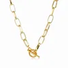 Hot Sale Fashion Circle Bar Cross Thick Chain Necklace Pendant Gold Silver Color Choker Necklaces Women Jewelry