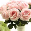 20st Romantisk ros konstgjord blomma DIY röd vit silke falsk blomma för fest hem bröllop dekoration Alla hjärtans dag
